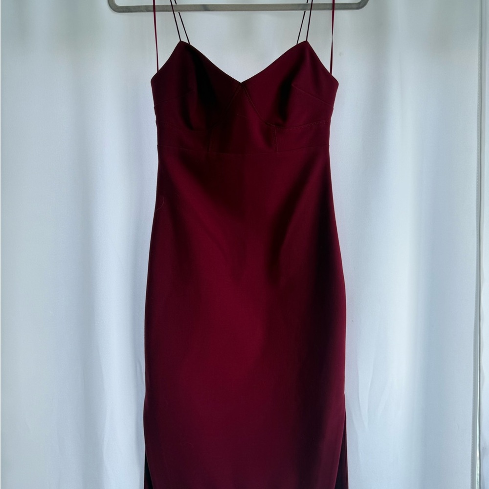 Likely Burgundy Midi Dress with Spaghetti Straps